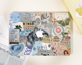 Funda para MacBook con diseño de collage, funda personalizada con nombre, funda para portátil Pro 13, Pro 14, Pro 15, Pro 16, Air 15/13, 12 pulgadas, 16 pulgadas (2024, 2023).
