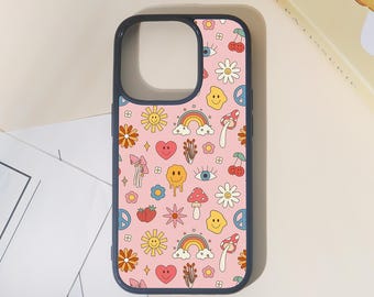 Funda para iPhone personalizada con pegatinas de patrones lindos y creativas. Funda protectora multidispositivo personalizada para iPhone 16/15/14/13/12/11 Basic/Pro/Pro Max.