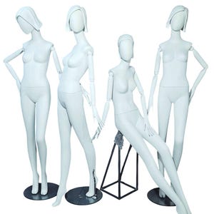 Female Showcase Mannequin with Movable Head and Wooden Arms, Haired Female Showcase Mannequin