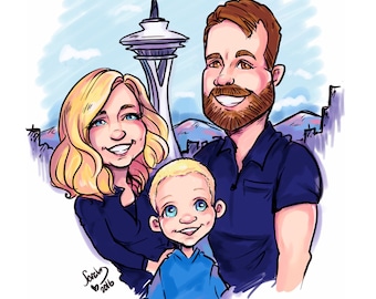 Custom Digital Caricature Art – Cute & Fun Hand-Drawn Portraits