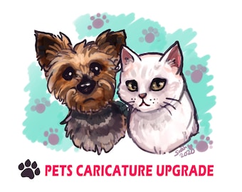 Pet Portrait UPGRADE - Add Pets to your Custom Caricature order