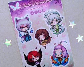 Kamisama Anime Sticker Sheet - Kawaii Chibi Vinyl Decals for Laptop, Notebook, Planner