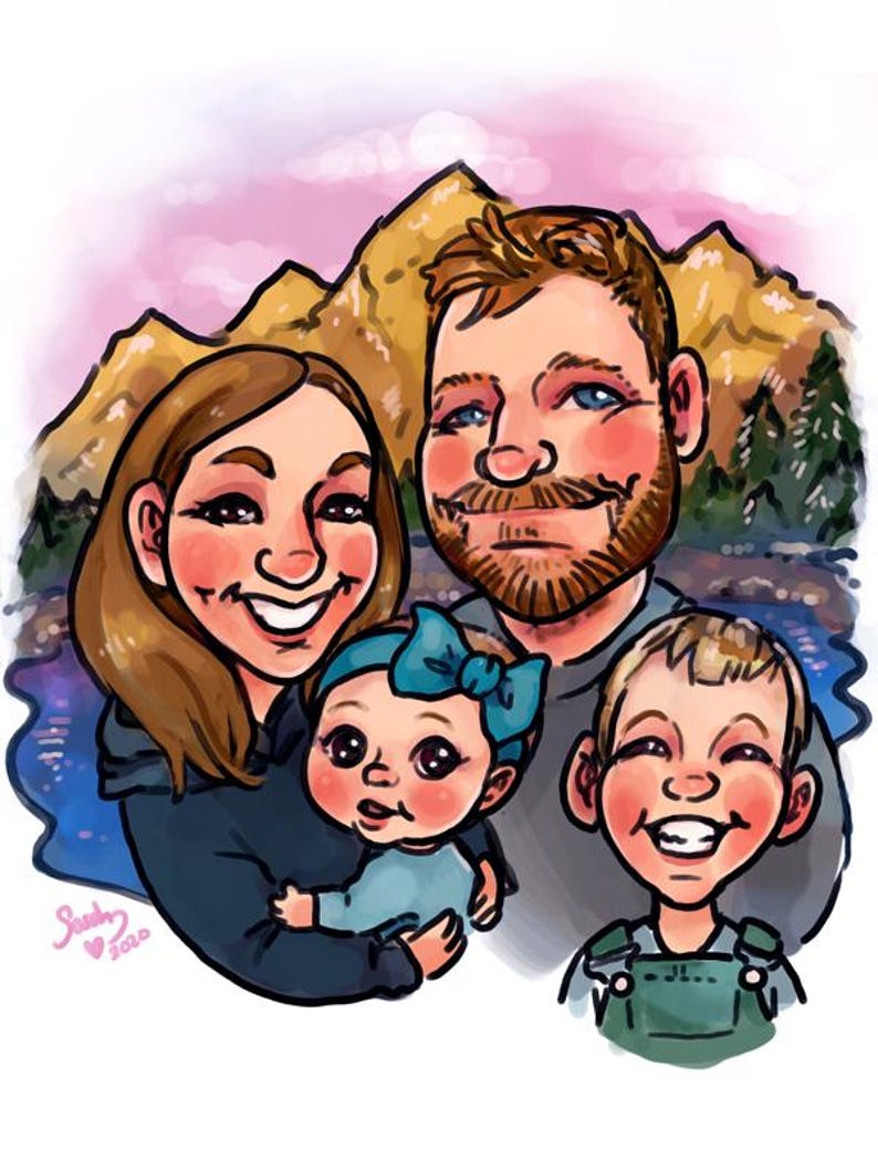Custom Digital Caricature Art – Cute & Fun Hand-Drawn Portraits image 19