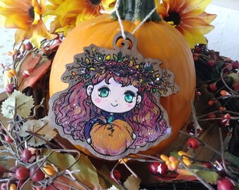 Anime Girl Pumpkin Fall Autumn Ornament