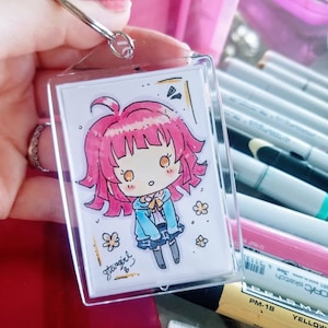 Custom Chibi Art Keychain - Hand-Drawn Kawaii Anime Commission, Personalized 2x3&quot; Acrylic Charm