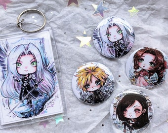 Fantasy Video Game Chibi Art - Anime Style Buttons, Keychains, or Prints