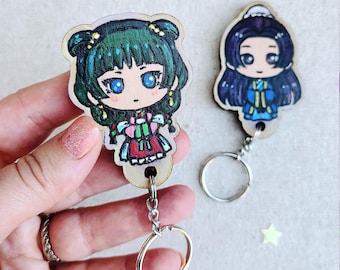 Custom Chibi Keychain – Hand-Drawn Character Art, Laser Engraved Wood