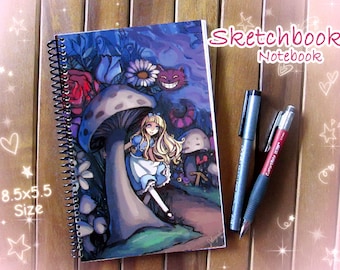 Alice in Wonderland Sketchbook or Notebook Journal