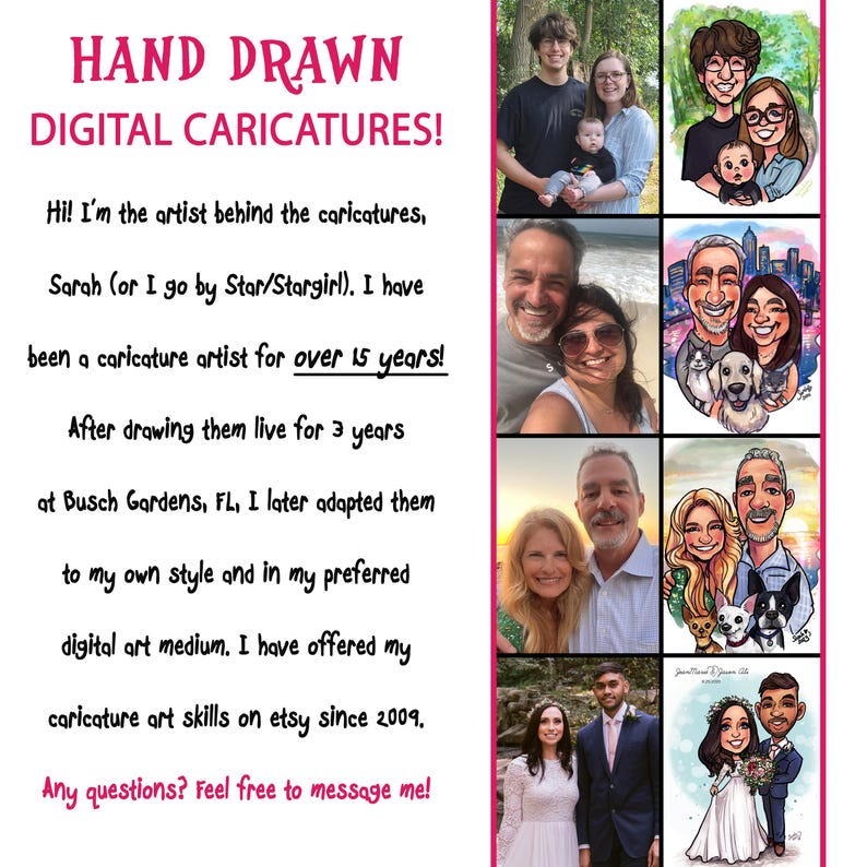 Custom Digital Caricature Art – Cute & Fun Hand-Drawn Portraits image 2