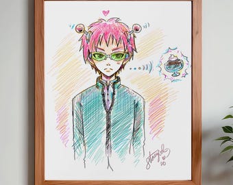 Psychic Saiki 8x10 Anime Art Print