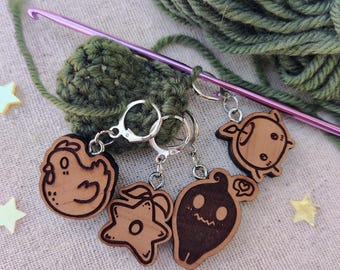 Stardew Valley Stitch Markers – Jumino, Krobus, Chicken & Starfruit Charms for Crochet or Knitting