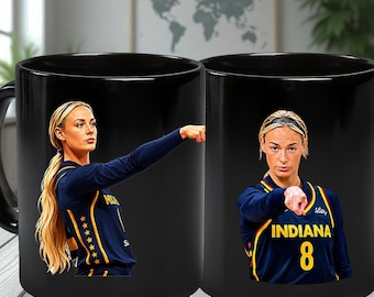 Sophie Cunningham Pointing Mug, 3 Wolves Moon Parody Coffee Cup, Funny Basketball Fan Gift, WNBA Sports Meme Mug