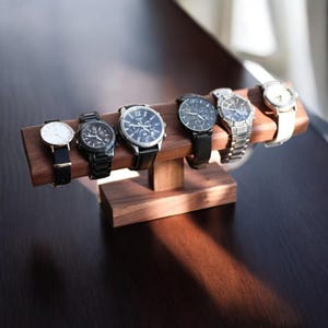 Elegant Wooden Watch Display Stand | Vintage T-Bar Bracelet Holder for Jewelry | Rustic Wood Organizer for Watches, Bangles & Accessories