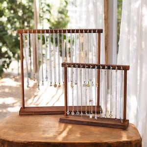 Elegant Walnut Necklace Display Stand | Wooden Jewelry Holder for Necklaces | Stylish Jewelry Organizer | Unique Gift for Jewelry Lovers