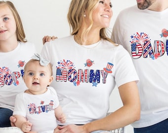 Camiseta personalizada del 4 de julio para niños, camiseta del 250 aniversario, camiseta personalizada con nombre para niños pequeños, conjunto familiar patriótico, camiseta de estrellas y rayas