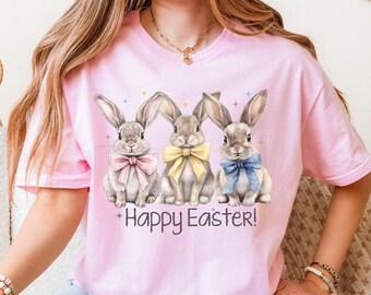 Easter Bunny Bow Sweatshirt, Coquette Rabbit Tee