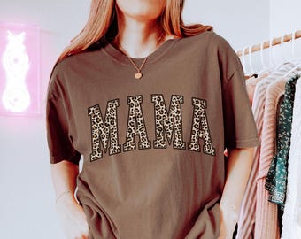 Comfort Colors®Leopard Mama Shirt, Mothers Day Gift, Mom Shirt, Retro Mama Shirt, Gift For Mom, Mama Shirt, Leopard Mama T-Shirt