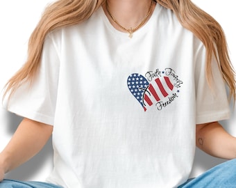 Camiseta Corazón Patriótico de EE. UU., Camiseta Fe Familia Libertad