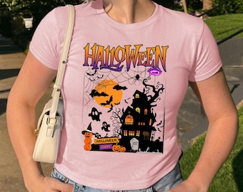Cute Kawaii Halloween T-Shirt, Spooky Ghost, Pumpkin Graphic Tee