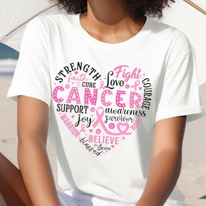 Camiseta de concientización sobre el cáncer de mama, camiseta contra el cáncer de mama, regalos para guerreros contra el cáncer, camisetas para sobrevivientes del cáncer, regalo de apoyo contra el cáncer, camiseta con gráfico de corazón