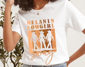 Melanin Cowgirl T-shirt, afro western stil, Black History Month T-shirt