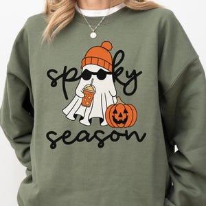 Spooky Season Ghost Sweatshirt,Cute Ghost Halloween Hoodie,Funny Spooky Sweatshirt,Fall Ghost Pullover,Womens Halloween Outfit Gift
