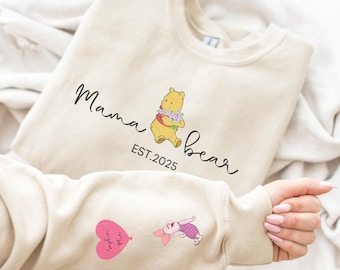 Mama Bear Sweatshirt. Personalised Mum Sweatshirt with children's names. Winnie the Pooh Sweatshirt gift for Mum. Mama Bear Jumper