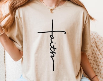 Shirt geloof, shirt Faith Cross, christelijk cadeau, cadeau geloof, christelijke shirts, shirt liefde en genade, shirt Faith Cross, verticaal kruis, Jezus