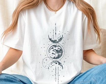 Koszulka Mystic Moon Phase, koszulka Celestial Boho