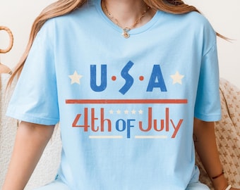 Camiseta minimalista estadounidense para el 4 de julio, camiseta del 250 aniversario, camiseta patriótica sencilla y llamativa para las celebraciones del Día de la Independencia.