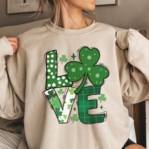 Love Gnome St. Patrick&#39;s Day Sweatshirt, Gnome Love Sweater, St. Patrick&#39;s Day Love Hoodie, Lucky Day Sweatshirt, Shamrock Love Sweater