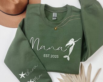 Gepersonaliseerde Nana-sweater met hartmouwen, cadeau voor oma