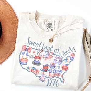 Comfort Colors®Sweet Land of Liberty Shirt, USA 1776 T-Shirt, 4