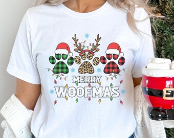 Merry Woofmas Dog Shirt, Funny Dachshund Christmas Shirt, Cute Gift for Dog Owner, Dog Mom Holiday Outfit, Festive Puppy Shirt