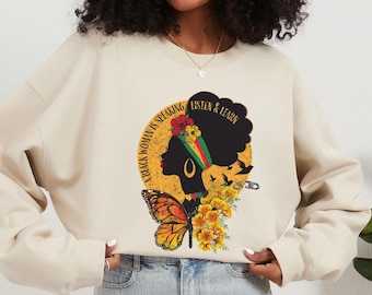 Sweater met sprekende zwarte vrouw, Black History Month, melaninehoodie