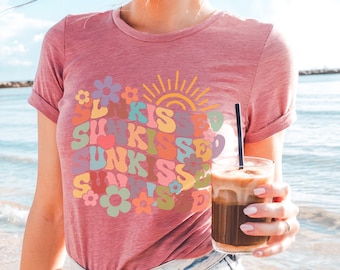 SUNKISSED T-shirt met bloemenprint – retro zomer-T-shirt, felle bohostijl