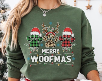 Merry Woofmas Sweatshirt, Merry Christmas Hoodie, Christmas Dog Shirt, Xmas Gift For Dog Lover, Dog Mom Sweater, Funny Christmas Gift