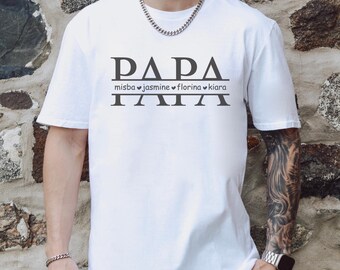 Camiseta personalizada para papá con nombres de niños, regalo del Día del Padre