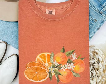 Koszulka z grafiką Comfort Colors Peeled Orange – świeży cytrusowy wzór