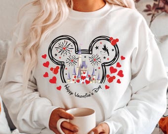 Mickey Mouse Valentine's Day Sweatshirt, Disney Castle Hoodie