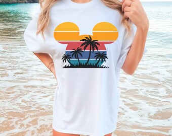 Comfort Colors Mickey Mouse Palm Tree Shirt, Disney Beach Vacation Tee