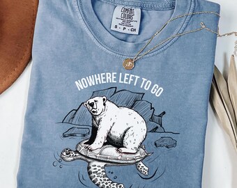 Comfort Colors Climate Change Shirt, Polar Bear Turtle Graphic Tee