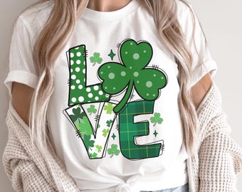 Chemise Love Shamrock Saint-Patrick, t-shirt vert irlandais