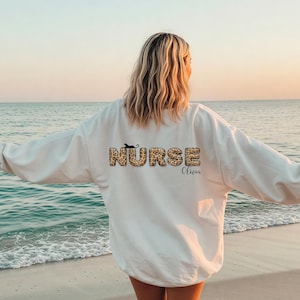 Nurse leopard Sweatshirt, Nurse Sweatshirt, Nurse Hoodie Women, Nurse Gift Shirt,Nurse Tees,Nurse Sweatshirt Gif,Cute Nurse Typography Shirt