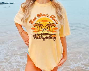 Comfort Colors®Salt Water Sunshine Sweatshirt, Retro Sunshine Shirt, Beach Shirt, Summer Shirt, Sunshine Shirt, Beachy Shirt, Trendy Shirt