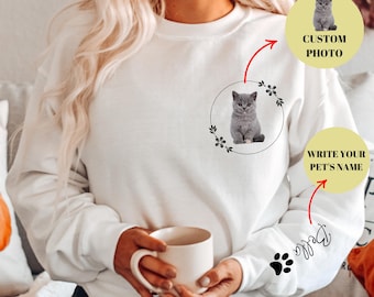 Personalized Pet Photo Hoodie, Custom Cat/Dog Sweatshirt