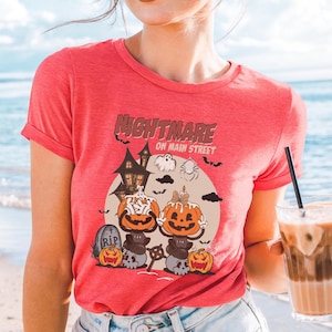 Nightmare on Main Street Tshirt, Vintage Mickey Halloween Tee, Funny Spider Skeleton Retro Disney Shirt for Halloween 2025 Party Look