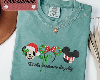 Camiseta Comfort Colors® bordada de Mickey y sus amigos, Camiseta bordada de Disney World, Camiseta de cuello redondo de Disneyland, Camiseta de Mickey y compañía de Disney