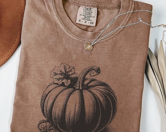 Comfort Colors®Coquette Fall Shirt, Fall Pumpkin Coquette Bow T-Shirt, Coquette Halloween Shirt, Women Pumpkin Patch Crew Tees