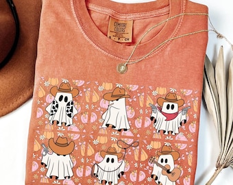 Comfort Colors®Cowboy Ghost Shirt, Cute Ghost TShirt,Western Halloween Shirt, Womens Halloween Shirt, Spooky Season Shirt, Halloween Gift